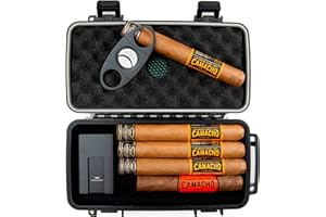 Kobi & Knight Reise-Zigarren-Humidor-Etui mit Zigarrenschneider und Ständer, wasserdicht, staubdicht, tragbar, Zigarrenetui für 12,7 x 20,3 cm Zigarren – Zigarrenzubehör – Zigarren-Geschenkset für