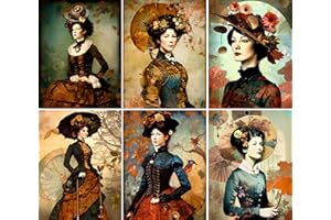 Papier de riz vintage pour femme, 20 x 26,5 cm (6 feuilles) - 6 feuilles de papier de beauté pour découpage, supports mixtes, fabrication de cartes et travaux manuels, découpage CRAFT KREATIVELY