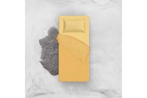 L'ANTICO ARCOLAIO Set Completo Letto Lenzuola Microfibra No Stiro Bicolore Jaquard (Oro/Giallo, Singolo 1P)