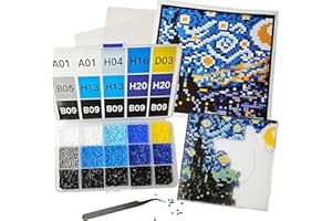 HanCheng Vincent Van Gogh, set di 3500 mini perline con perline da stirare, carta da stiro, pinzette, guida utente in scatola di smistamento, set fai da te per adulti e bambini (2,6 mm, 8 colori)
