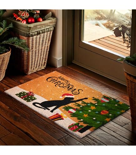 Zerbino Benvenuto 50x80 Cm Con Gatti Nel Bosco – Antiscivolo Lavabile Per Esterno/Interno