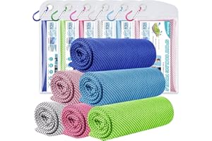 Bouiexye 6 Stück Kühlendes Handtuch 100 x 30 cm Kühltuch Himmelblau Königsblau Grau Rosenrot Rosa Grün Kühlhandtuch Mikrofaser Handtuch Sofortige Cooling Towel für Sport Fitness Yoga Reise Laufen