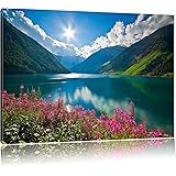InstyleArt Fleur Meadow Lago Stampa su Tela 120x80 cm Artistica murale