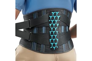 Rakiie Back Support Belt for Lower Back Pain Relief with 7 Stays, Adjustable Back Brace Support for Work, Heavy Lifting, Lumbar Support Belt for Sciatica Scoliosis (Blue, L)