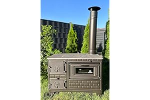 HOMEPARADISE Outdoor-Küchenofen Terrassenofen 9 kW Kuzine Soba/Gartenküche Holzofen Ofen mit Holzkohle (Brennkammertür: Guss)