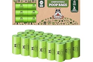 POGI'S PET SUPPLIES Pogi's Poop Bags - Bolsas Compostables para excremento de Perro - 18 Rollos (270 Bolsas) - Impermeable, Vegetal, Bolsas Compostables para Residuos de Perros con Certificación ASTM D6400