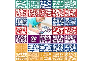 Qpout 30pcs Stencil da Disegno Colorato per Bambini, Animali Sirena Dinosauro squalo Lettere Pittura per Ragazzi Ragazze Compleanno Regali di Natale Bambini in età prescolare Strumento di Pittura