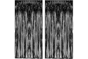 ‎GREATRIL Halloween Lametta Vorhänge Schwarz - GREATRIL Party Vorhang Foto Hintergrund Folien Luftschlangen Deko für Halloween Vampir Rip 20s Wars Krimidinner Geburtstag Abschluss Silvester Dekoration