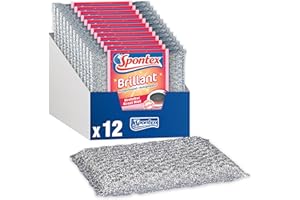Spontex Brilliant pasta do czyszczenia, 12 sztuk, do delikatnych powierzchni, odporna na zarysowania i trwała, srebrna i różowa