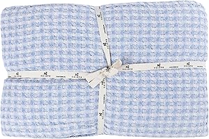 Tuiste Premium Tagesdecke Einzelbett 150x200 Blau, Leichte Sommerdecke Waffeloptik, Bettüberwurf, Plaid Decke für Sofa, Sofadecke Baumwolle, Couchdecke, überdecke Bett, überwurf