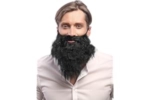 ‎WIG ME UP WIG ME UP - 9537B-P103 Bart Vollbart Schwarz Karneval Halloween Hipster Räuber Bandit Prophet Moses