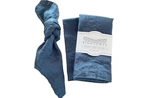 Eight Owls Linen Napkins – 100% Pure Stonewashed Linen Cloth Napkins – Mitered Corners - Size 45 cm x 45 cm – Set of 4 (Soft Teal Blue)