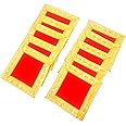 Pooja Hub Red Velvet Cloth Aasan with Golden Zari Border for Pooja | Red Velvet Pooja Chowki Asan Mat for God Idols-Size 5x5 Inch, Pack of 10