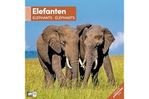 Elefanten Broschürenkalender 2026 - 30x30 - Art12 | Bildgewaltiger Tier-Kalender im schlanken Hochformat (aufgeklappt 30x60 cm) | Eintrage-Kalendarium