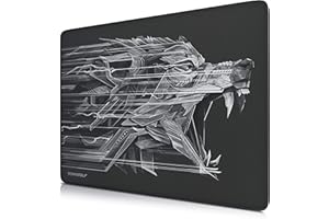TITANWOLF XL Speed Gaming Mouse Pad - Mouse Mat 440 x 350 x 3mm - XXL mousepad - table mat large size - improved precision and speed - rubber base for stable grip on smooth surfaces - Design Wolf