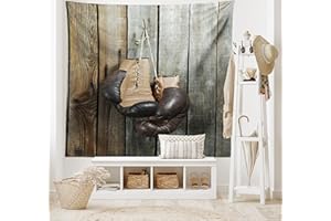 ABAKUHAUS Ancien Tapisserie, Gants de Boxe Vintage, Décoration Murale en Tissu pour la Chambre à Coucher Le Salon Le dortoir, 150 cm X 110 cm, Brun Foncé Beige