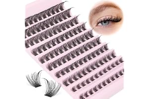 Focipeysa Lash Clusters 120pcs Wispy Individual Lashes Extensions Natural Look Lashes D Curl Fluffy Cluster Lashes DIY Eyelash Extension, Black, 8mm-16mm