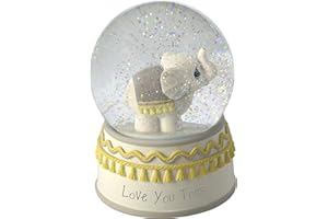 Precious Moments Resin/Glass Love You Tons Elephant Musical Snow Globe, Gray Chevron