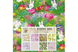 Decoupage Paper Pack (24 Sheets 6"x6") Easter Bunny FLONZ Vintage Styled Paper for Decoupage, Craft and Scrapbooking