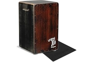 Schlagwerk CP5210 Cajon Urban OS Old Red - ausgeprägter Bass - voll verschraubt, Gabun Schlagfläche mit stylischem Used Look, Made in Germany - stimmbare Snare-Saiten - inklusive Sitzkissen
