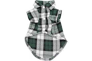 YAODHAOD Dog Plaid Shirt, Pet Fashion Plaid Shirt Pet Dog Clothes, Cat Plaid Clothes Shirt Soft and Comfortable (green, S)