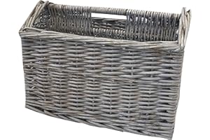 Home-ever Willow Wicker Magazine Storage Basket (Grey wash) HE17