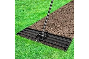 Ezkamfort Lawn Levelling Rake, 76x25cm Level lawn Tool,194cm Adjustment Long Handle, Heavy Duty Effort Saving lawn leveling rake, Stainless Steel Lawn Leveler, Ease Level Soil Sand Dirt Surfaces
