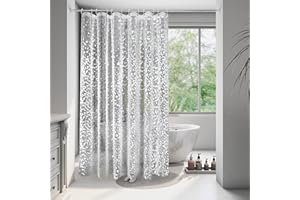 EurCross Zasłona prysznicowa 180 x 220 cm, z magnesem obciążającym, wodoszczelna, przezroczysta, z motywem kamyków 3D, z tworzywa EVA, nadaje się do prania, antygrzybicza, antybakteryjna, w zestawie