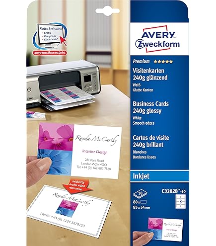 Avery Zweckfor Preiu C32015-25 Lot de 25 feuilles de 200 cartes de