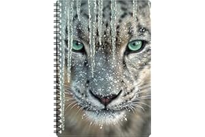 3D LiveLife Carnet A5 - Glace Bleue de Deluxebase. Carnet 3D lenticulaire Léopard 80 pages. Papeterie d'école bureau illustrations sous licence artiste renommé Collin Bogle bloc-note cahier spirale