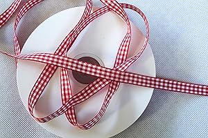 CaPiSo 50m 10mm Karoband Vichy Geschenkband Landhaus Schleifenband Vichykaro Dekoband (Kleines Karo Rot, 50m 10mm)