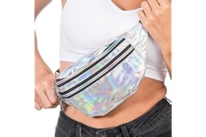 Chaks - Sac Banane, holographique avec 3 Poches, Sac ventral pour Festival ou fête à thème