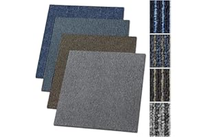 casa pura Lastra Moquette Pavimento - Rivestimento Interno | Piastrelle di Moquette Acustica | Per Ufficio & Casa | Tappeto 50 x 50 cm | Blu-Grigio/24 pezzi, 6 m²