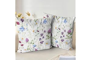 XPHZZL Cushion Covers Set of 2 Pack 40 x 40 cm - Soft Double Sided Garden Floral Decorative Pillow Covers for Sofa Bed Garden Outdoor Spring Decor with Invisible Zipper 16 x 16 Inch-Purple
