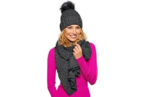 ELIMELI Damska zimowa czapka ciepła czapka z dzianiny czapka zimowa z pomponem Slouch dzianina beanie damska zimowa czapka z pomponem wyprodukowana w UE, wybór kolorów 16517