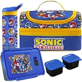 Get Trend SONIC THE HEDGEHOG Thermal Bag, Children's Set, 3 Pieces, Water Bottle 600 ml and Bento Lunch Box with 2 Compartmen