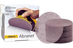 Mirka Abranet Disques abrasifs filet Ø 150 mm autoagrippant - Grain P80-50 pcs - pour poncer le bois, le mastic, la peinture, le plastique - 5424105080