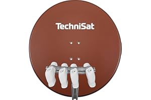 TechniSat SKYTENNE - 85 cm Sat-Anlage zum Empfang von vier Satellitenpositionen (ohne Drehmotor, 4 Quattro-LNB, für den Aufbau einer Mehrteilnehmeranlage, Multischalter zusätzlich erforderlich) rot