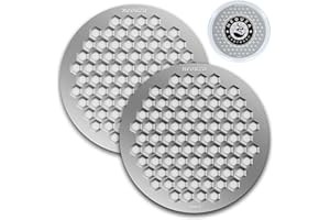 NEOUZA V4 Tamiz para espresso, 0,8 mm de grosor, tejido en forma de nido de abeja, doble capa, revestimiento protector negro para el portafiltro de la máquina de café (2, Plata, 51 mm)