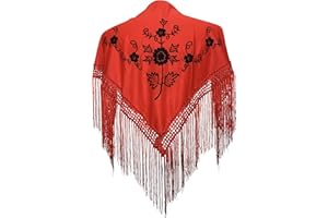 LA SENORITA La Señorita Foulard Ceinture Chale De Danse Flamenco Broderie Frange Rouge Noir Enfants