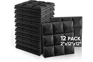 FSTOP LABS 12 Pack - Acoustic Foam Panels, 2" X 12" X 12" Mushroom Studio Wedge Tiles, Sound Panels Wedges Soundproof Sound Insulation Absorbing, 9 Block Mushroom Design