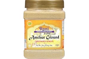 RANI BRAND AUTHENTIC INDIAN PRODUCTS Rani Amchur (Mango) Ground Powder Spice 16oz (1lb) 454g PET Jar ~ All Natural, Indian Origin | No Color | Gluten Friendly | Vegan | NON-GMO | Kosher | No Salt or fillers