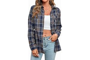 Stamain Camicia Quadri Donna Camicia Country Scozzese Manica Lunga Casual Camicette Button Down Bluse Stile Boyfriend S-4XL