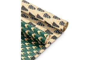 Kraft & Co 2 Pack Christmas Wrapping Paper Roll - Recyclable Kraft Paper, Perfect for Holiday Gifts, Arts & Crafts-Wrapping for a Merry Christmas (44.5cm x 25m) (WINTER NEW) (50m total)