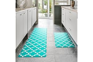 Homergy Anti Fatigue Kitchen Mats for Floor 2 Piece Set, Memory Foam Cushioned Rugs, Comfort Standing Desk Mats for Office, Home, Laundry Room, Waterproof & Ergonomic, 17.3x30.3 and 17.3x59