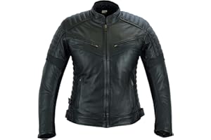 Texpeed Veste moto en cuir pour femme - Veste de moto de tourisme avec protection véritable biker CE armor (EN 1621-1) Noir - L
