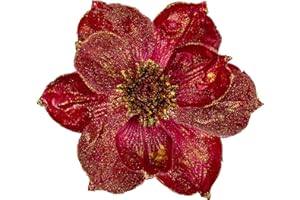 ‎BRIFUL Briful 4 Stücke Weihnachtsstern Christbaumschmuck Magnolie Kunstblumen mit Glitzern Poinsettia Kunstzweig Weihnachtliche Dekoration Weihnachtsbaum Neujahr Ornamente