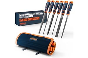 Presch Feilenset Metall und Holz 6tlg. inkl Rolltasche - Hochwertiges Profi Feilen Set mit Hieb 2 inkl. Halbrundraspel, Flachstumpffeile, Halbrundfeile, Rundfeile, Dreikantfeile und Vierkantfeile