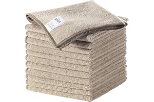 MR.SIGA Microfibre Cleaning Cloth, All-Purpose Surface Microfibre Towel, Streak Free Reusable Kitchen Towel for Kitchen, House,Bathrooms, Car,Motorbike Pack of 12, Wheat, 32 x 32 cm(12.6 x 12.6 inch)…