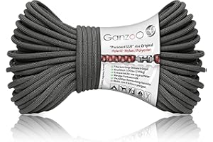Ganzoo Paracorde 550, 4mm Corde, 30 mètres, Nylon Polyester, Type 3-7 brins intérieurs, Bracelet Laisse pour Chien, Collier pour Chien Ficelle de Camping, Corde à Usage général, Gris foncé